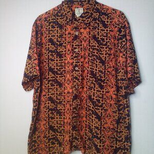 Morro Bay Shirt M Men Short Sleeve Button Up Pattern Brown Black